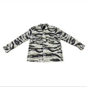 AllSaints Tiger Camo Military Utility Button OverShirt 100% Cotton Street Gorp